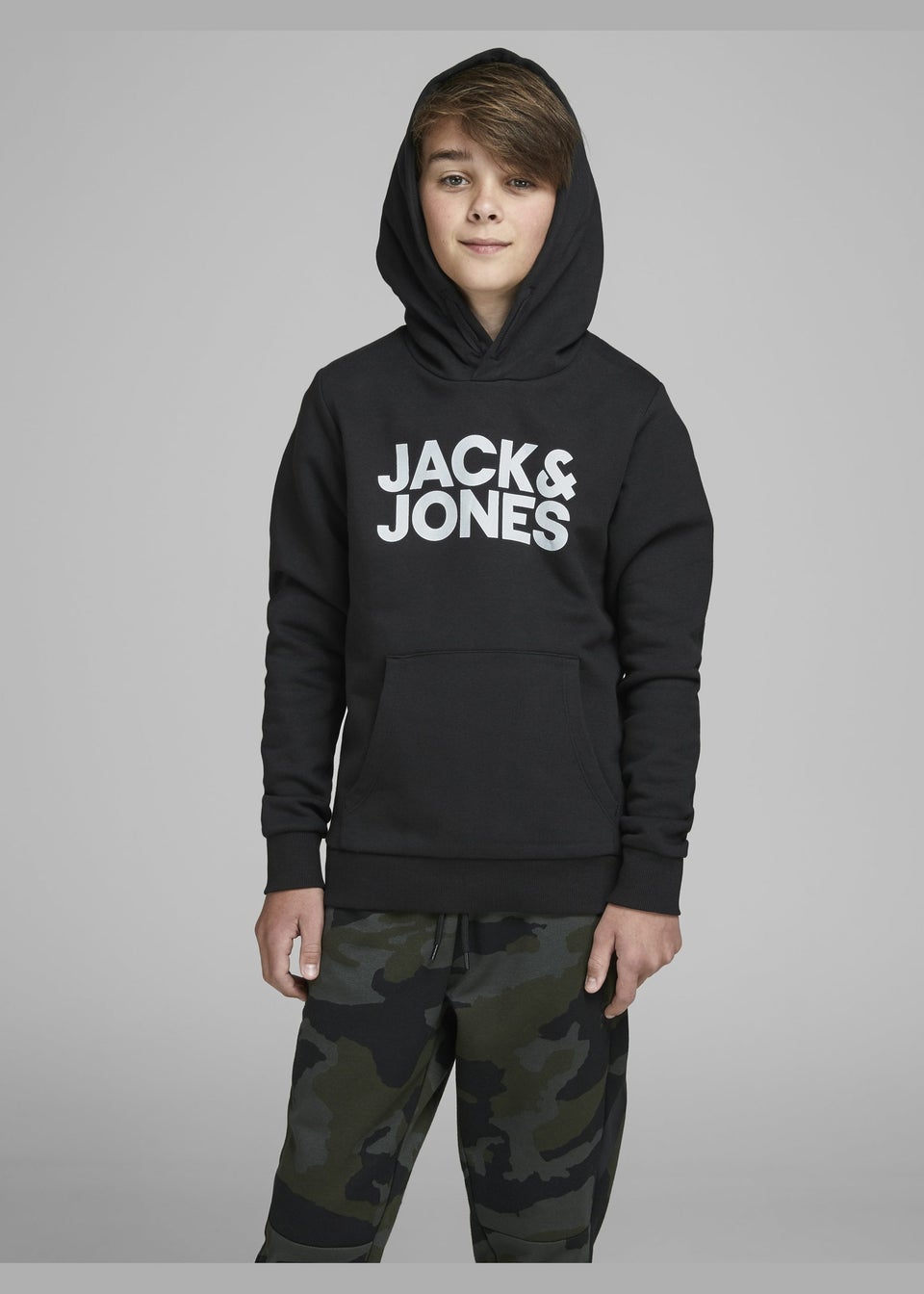 Jack & Jones Kids Black Logo Hoodie (8-16yrs)