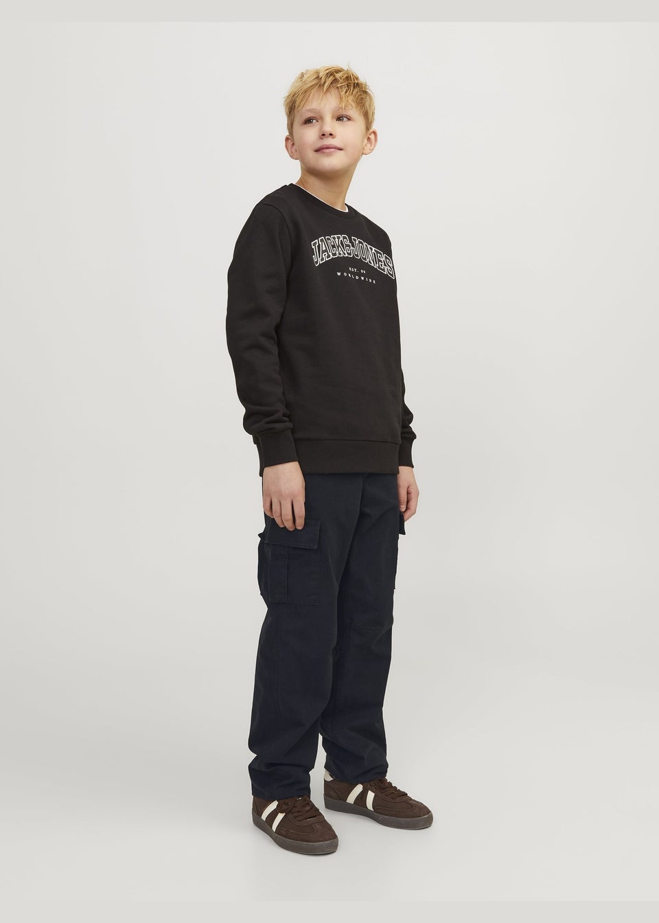 Jack & Jones Kids Black Barley Cargo Trousers (8-16yrs)