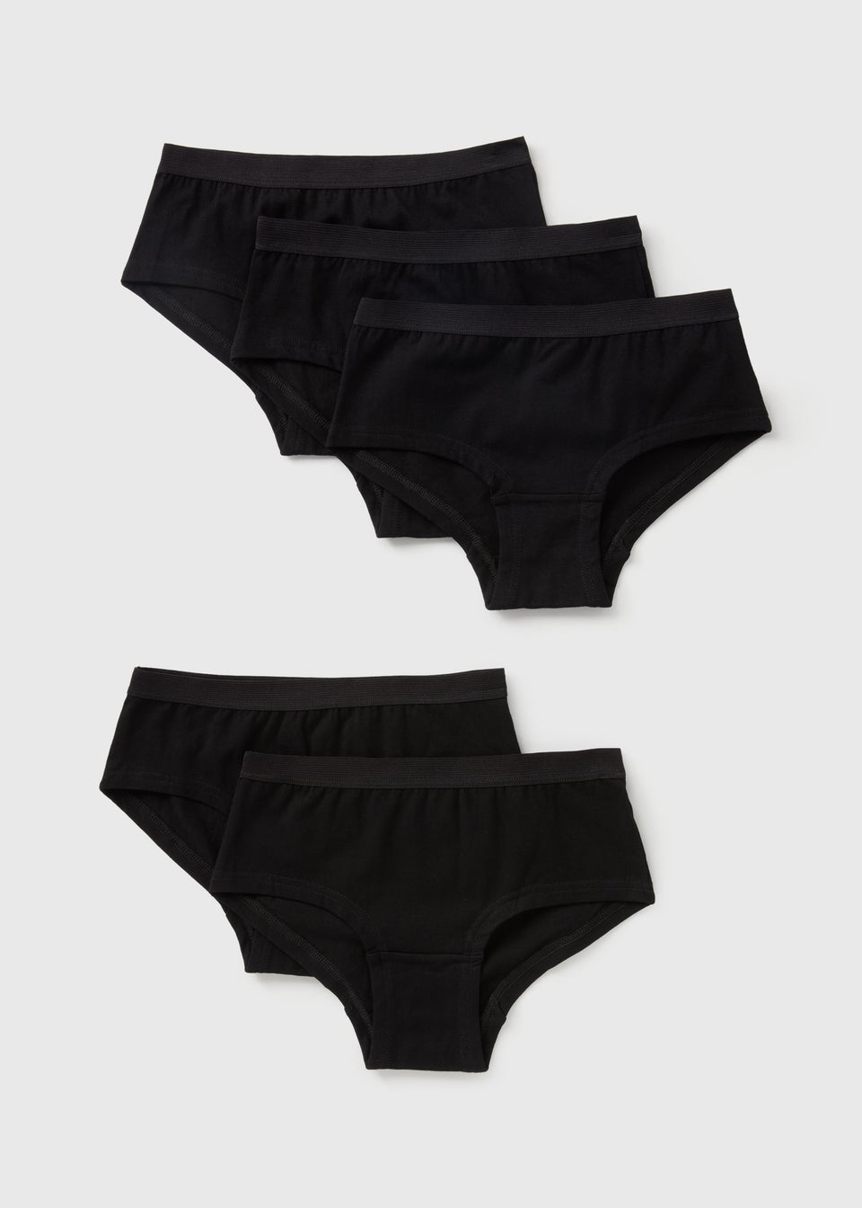 5 Pack Black Hipster Briefs (6-13yrs)
