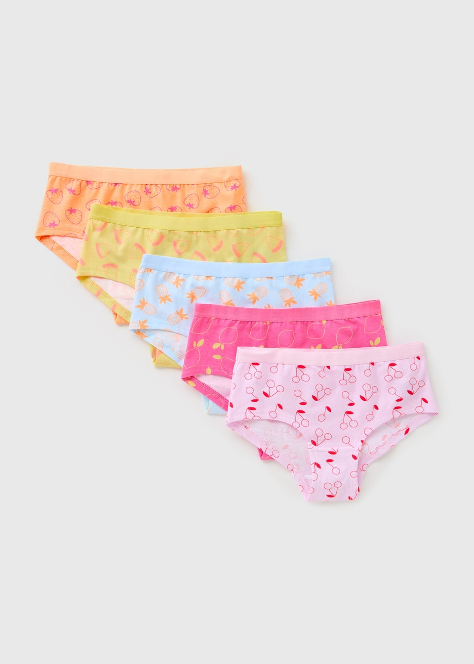5 Pack Girls Multicolour Fruit Knickers (6-13yrs)
