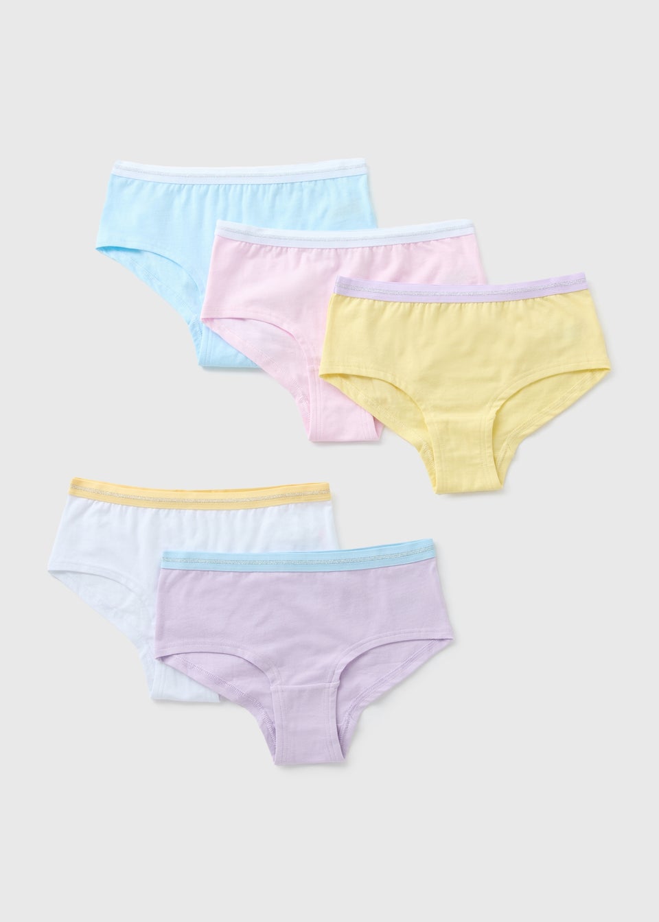 Girls 5 Pack Multicolour Hipster Briefs (6-13yrs)