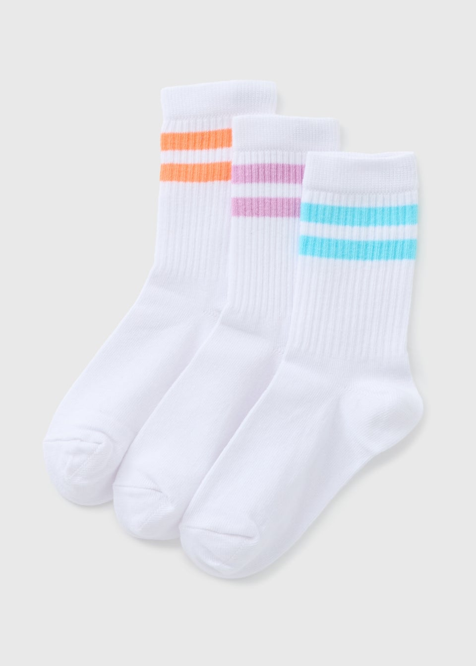 3 Pack Girls Stripe Sports Socks (Younger 6-Older 6.5)