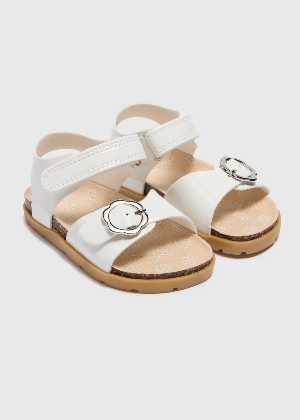 Girls White Buckle Sandals (Younger 4-12)