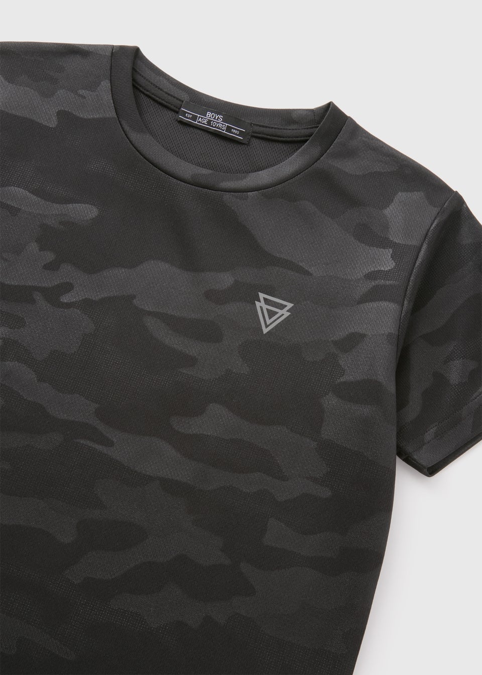 Boys Black Camo Jacquard T-Shirt (7-15yrs)