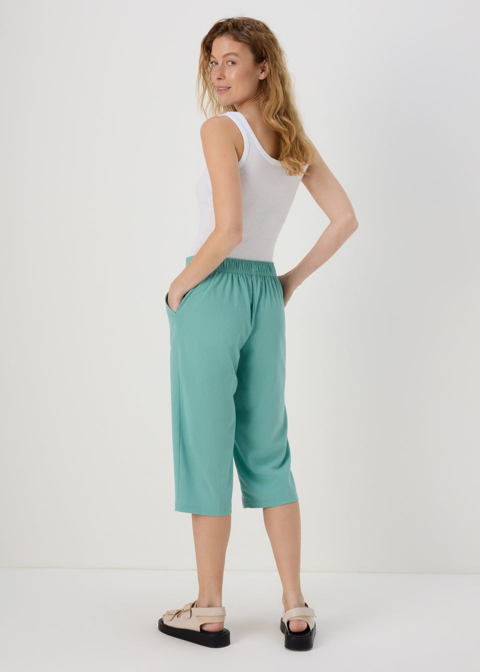 Green Clipper Cropped Trousers