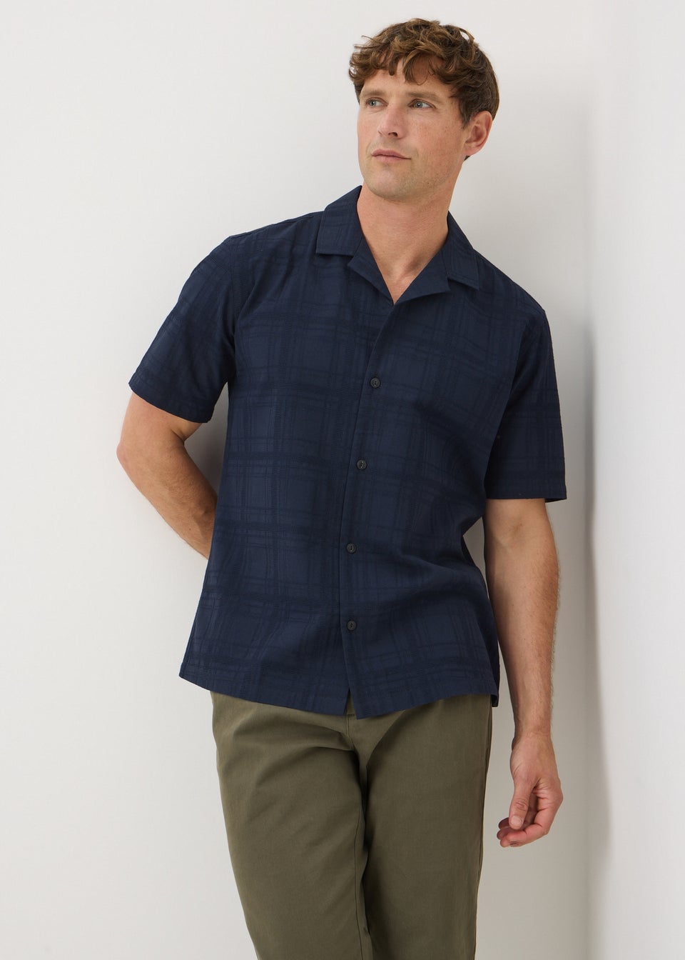 Navy Smart Textured Shirt