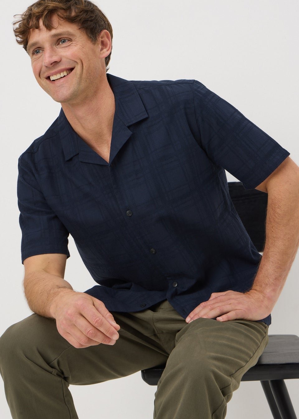 Navy Smart Textured Shirt