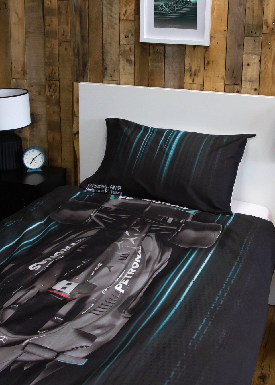 Mercedes Digital Skyline Formula 1 Reversible Duvet Cover Set