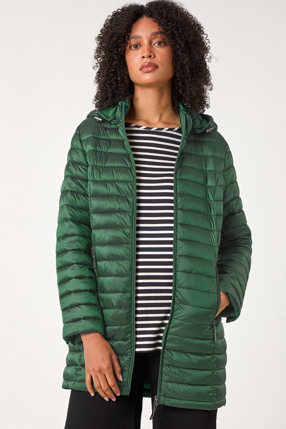Quilted longline hooded puffer coat 2025