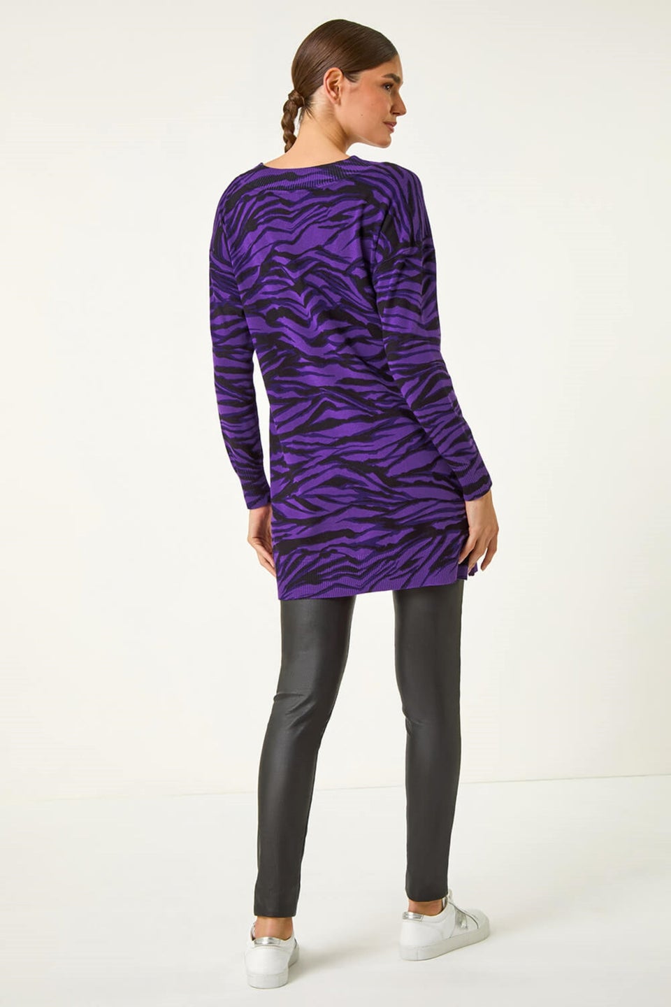 Roman Purple Animal Print V-Neck Jumper