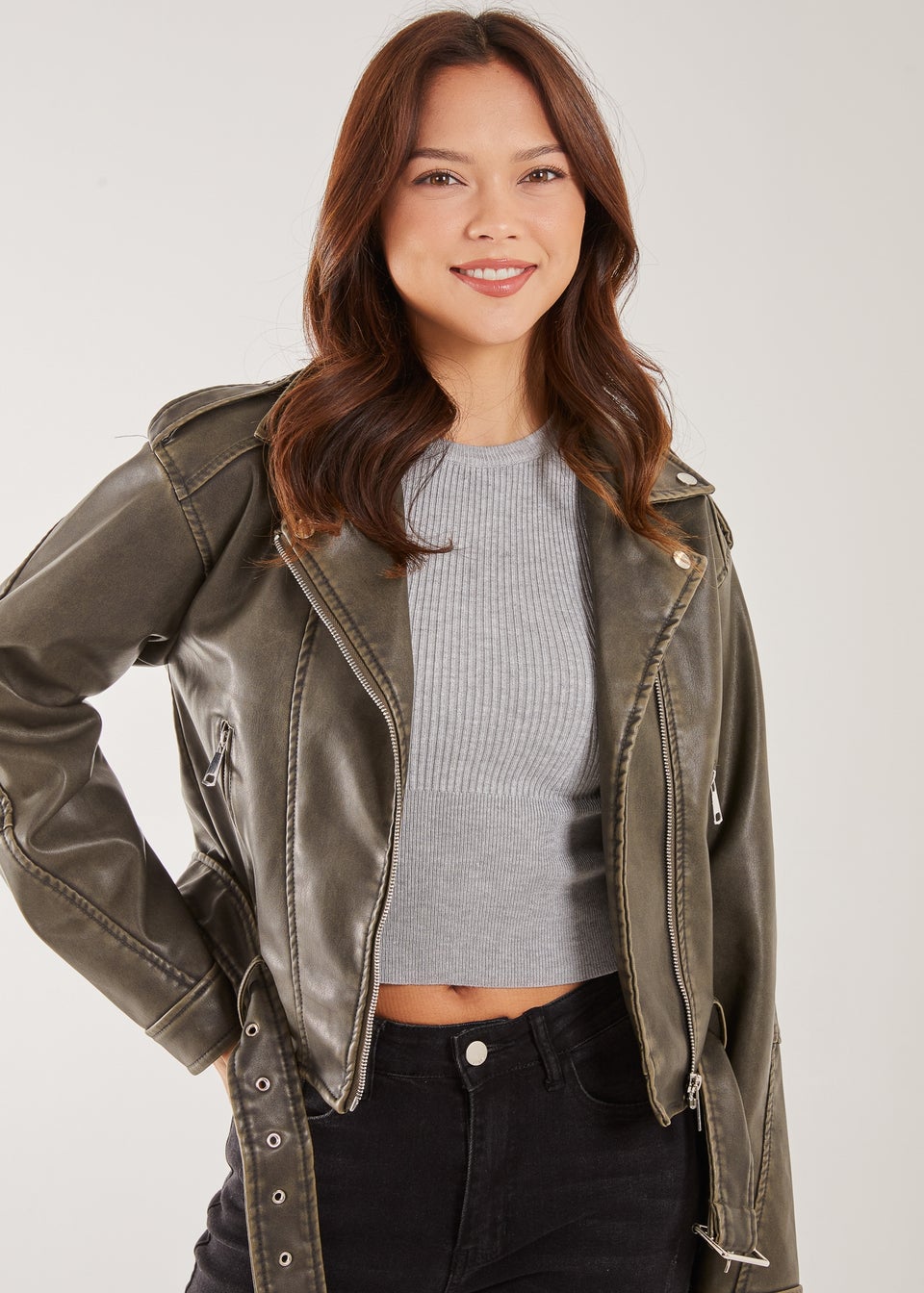 Leather jacket matalan clearance