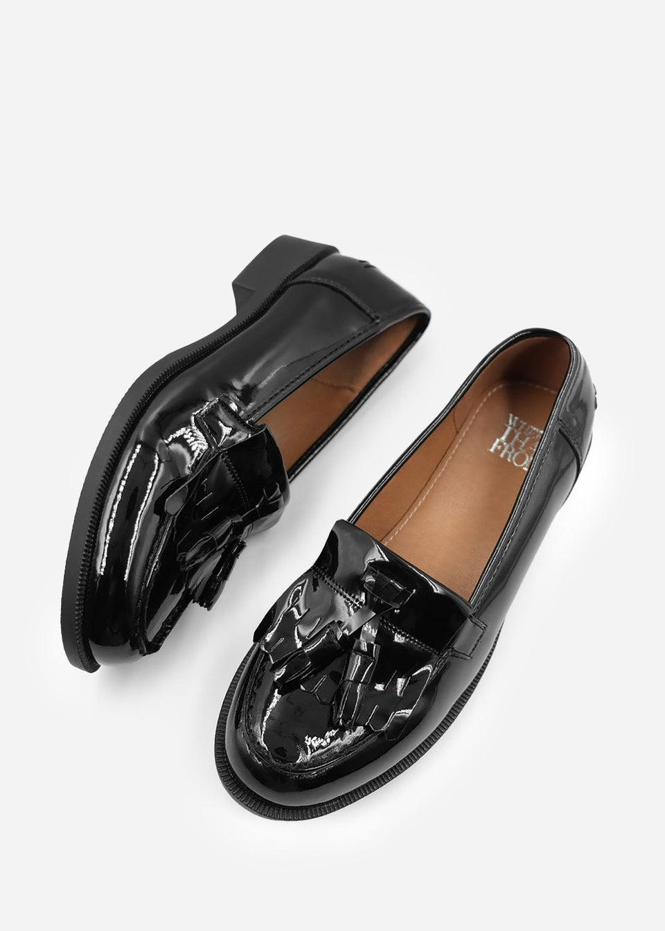 Patent black loafers ladies outlet