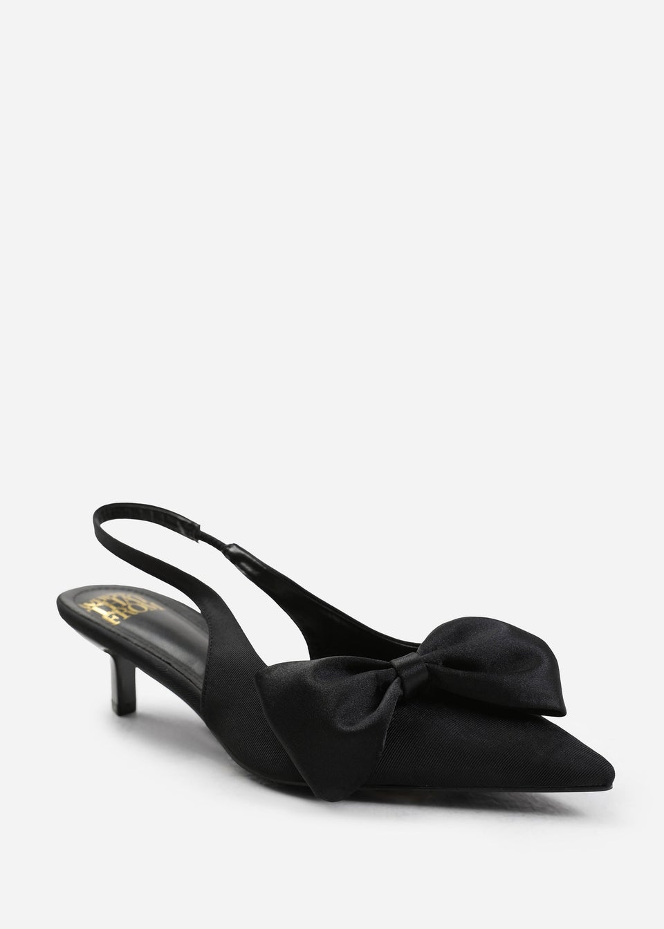 Where s That From Black Santorini Wide Fit Low Kitten Heels Matalan