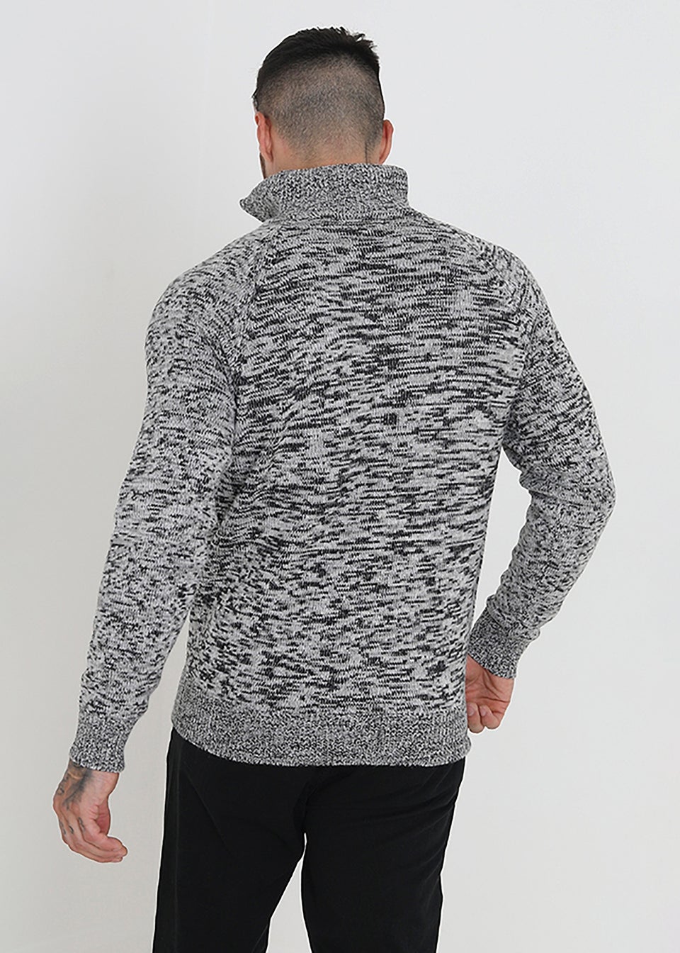 Brave Soul Black Funnel Neck With Quarter Zip Jumper