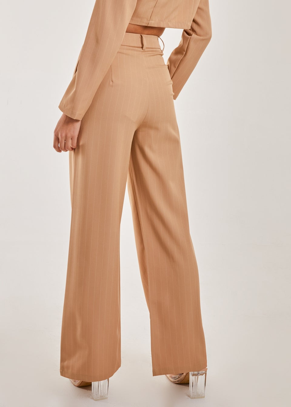 Pink Vanilla Stone Pinstripe Wide Leg Trousers