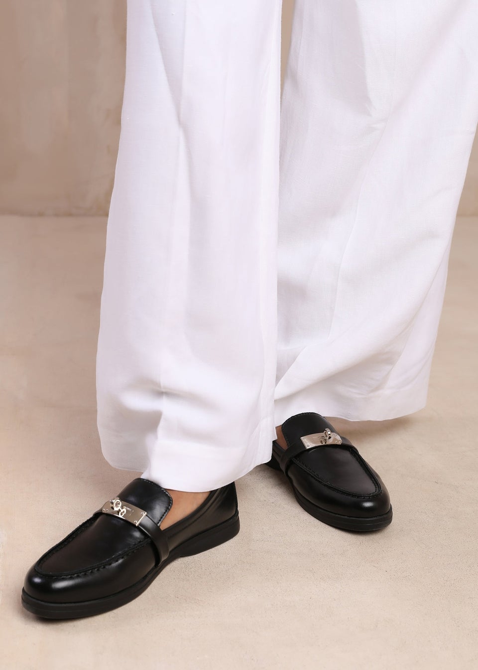 Where's That From Black Pu Monaco Wide-Fit Slip On Loafers