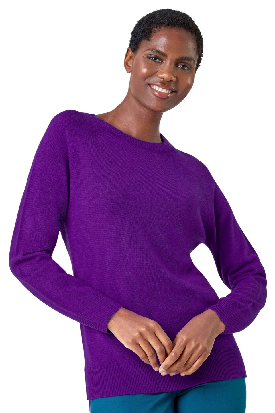 Roman Purple Plain Soft Crew Neck Jumper Matalan