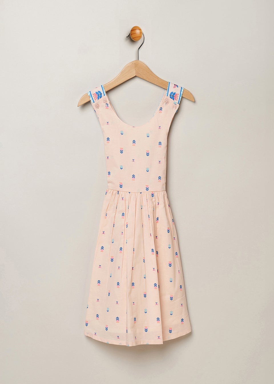Miss Pink Skater Dress with Floral Print and Cross Over Straps Matalan