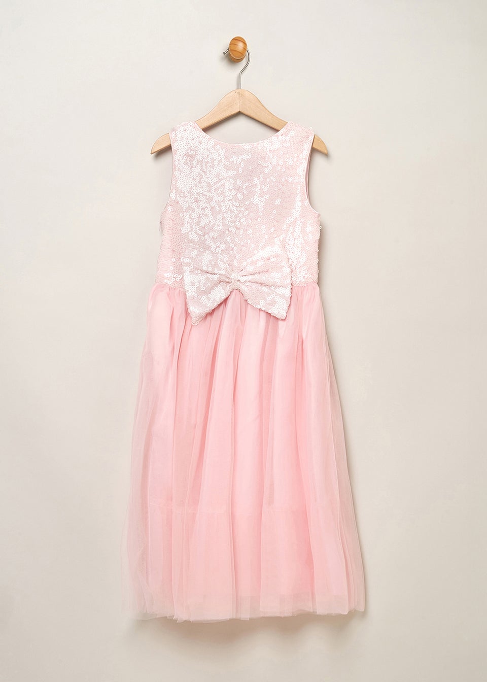 Miss Soft Pink Sequin Bow Tulle Dress