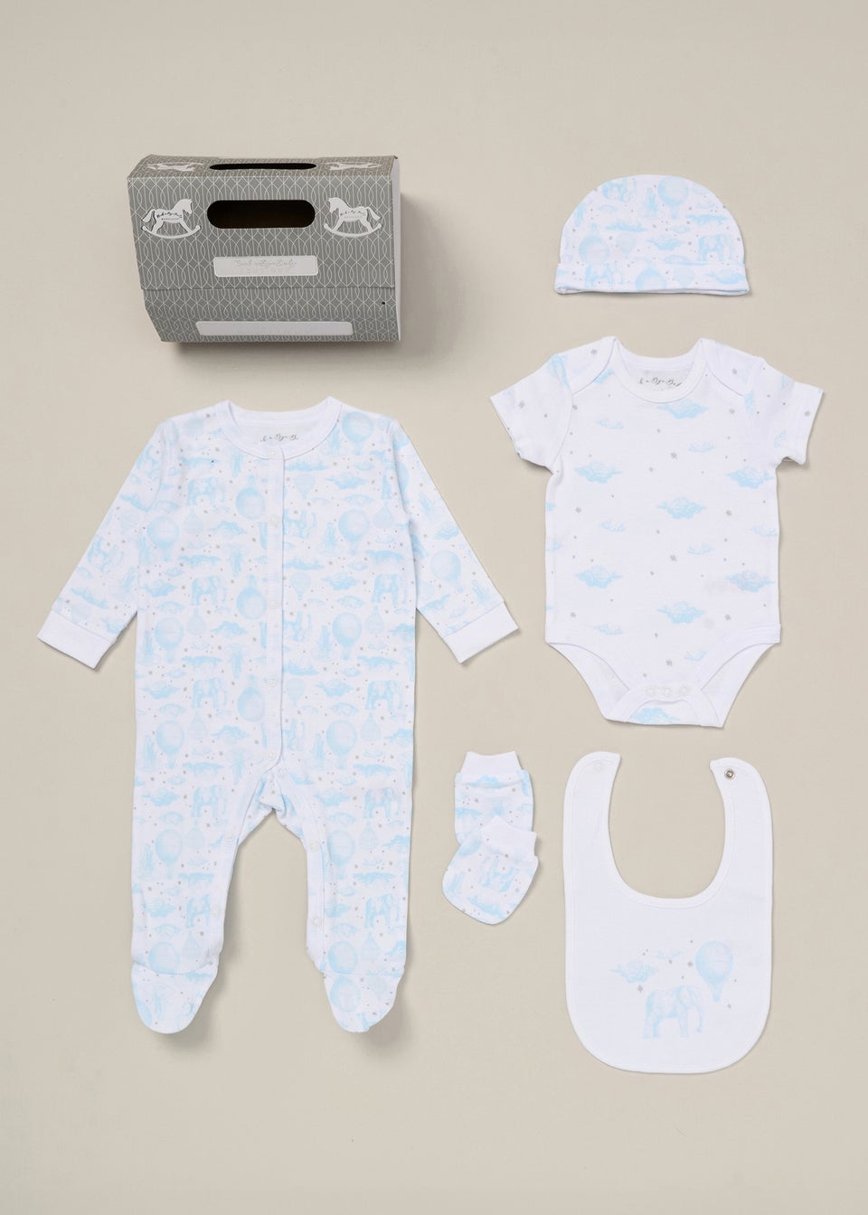 Rock a Bye Baby Light Blue Dreamland Boys Print 5 Piece Hanging Gift Set Matalan