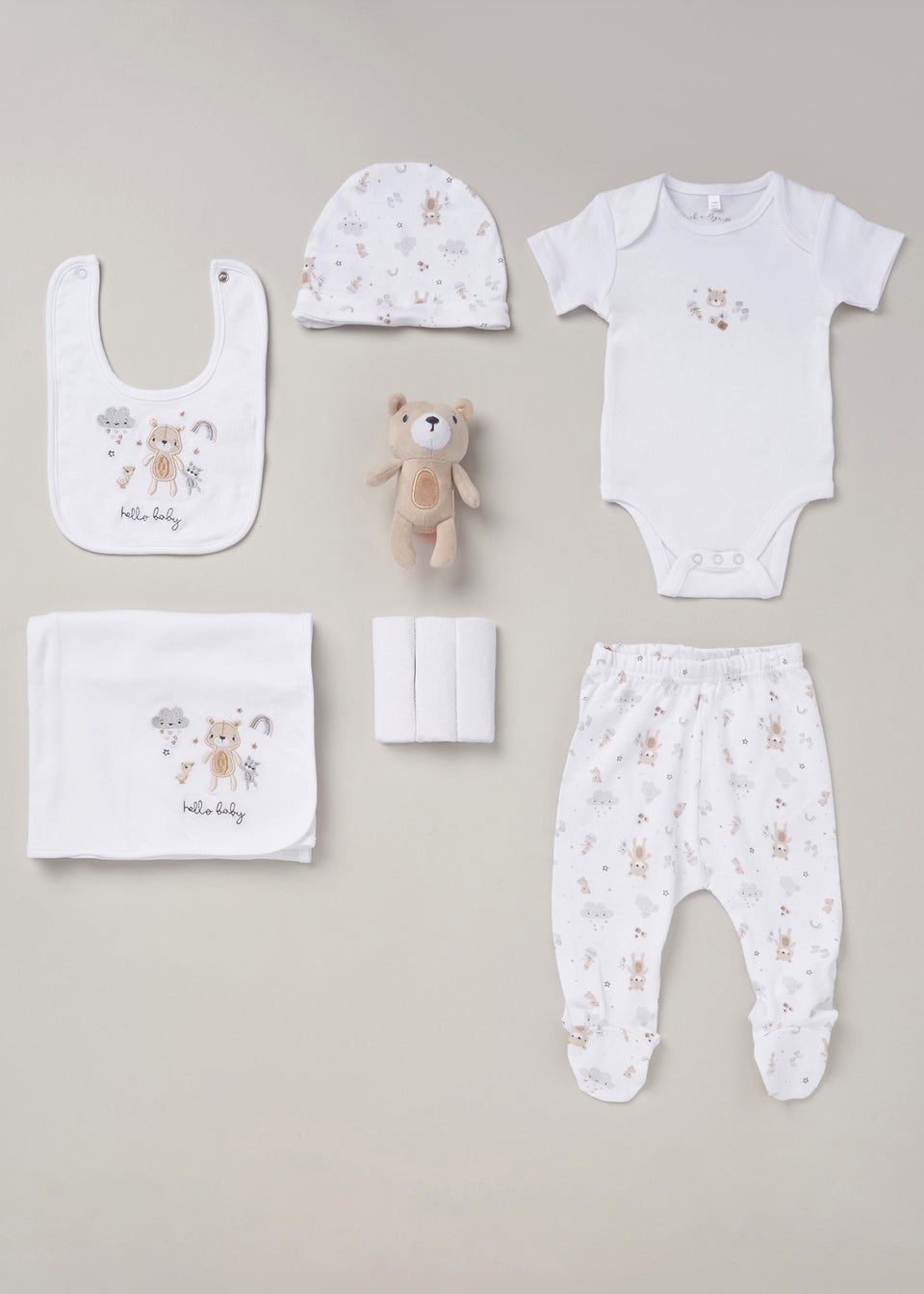 Rock a Bye Baby White  10-Piece Bear Hanging Gift Set