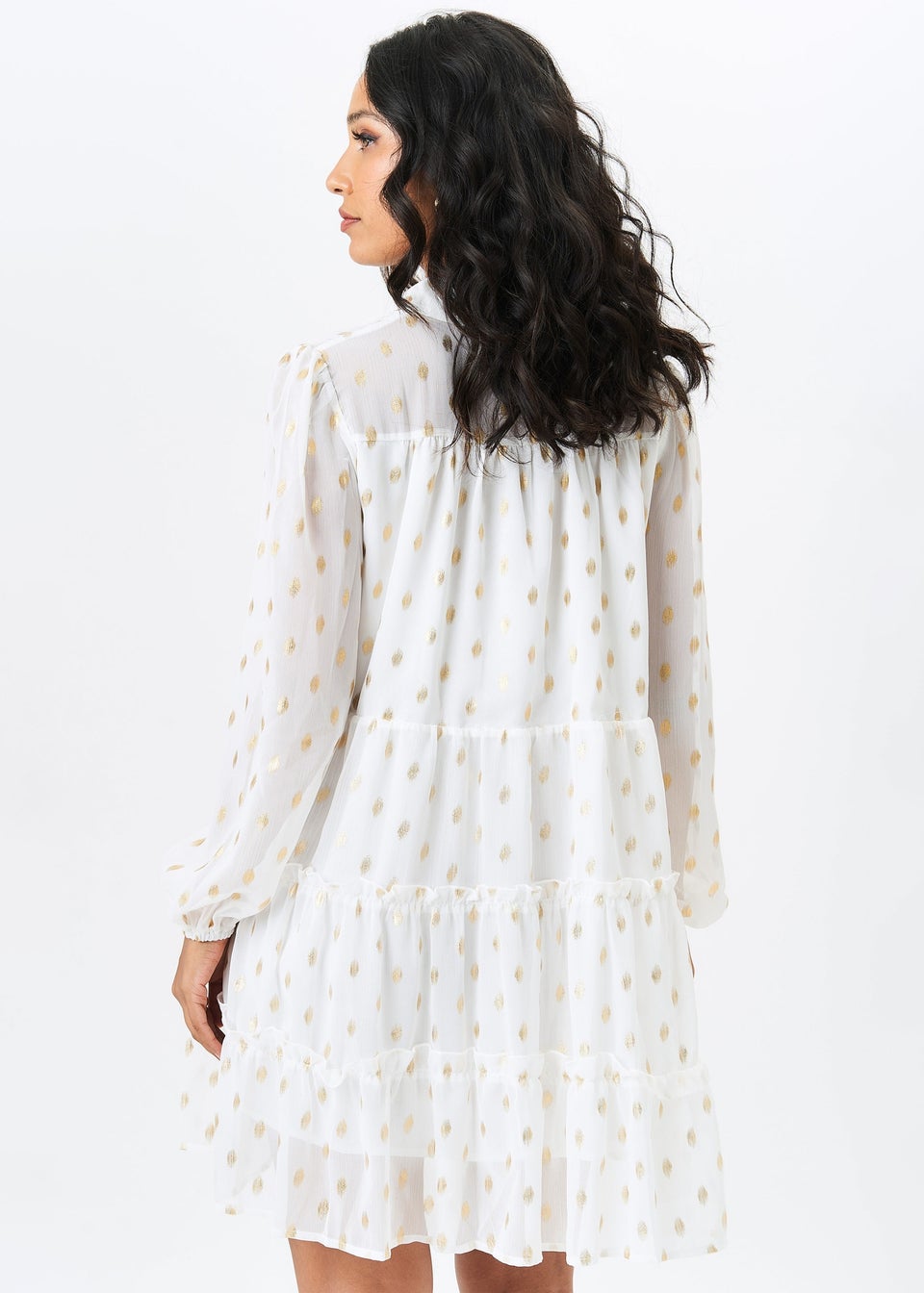 Gini London White Foil Print Smock Shirt Dress