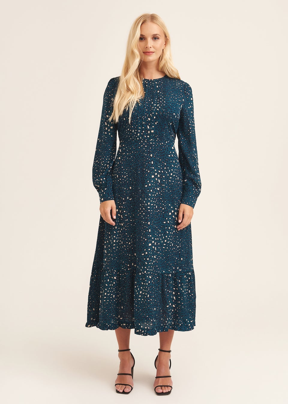 Gini London Green Animal Print Long Sleeve Midaxi Dress Matalan