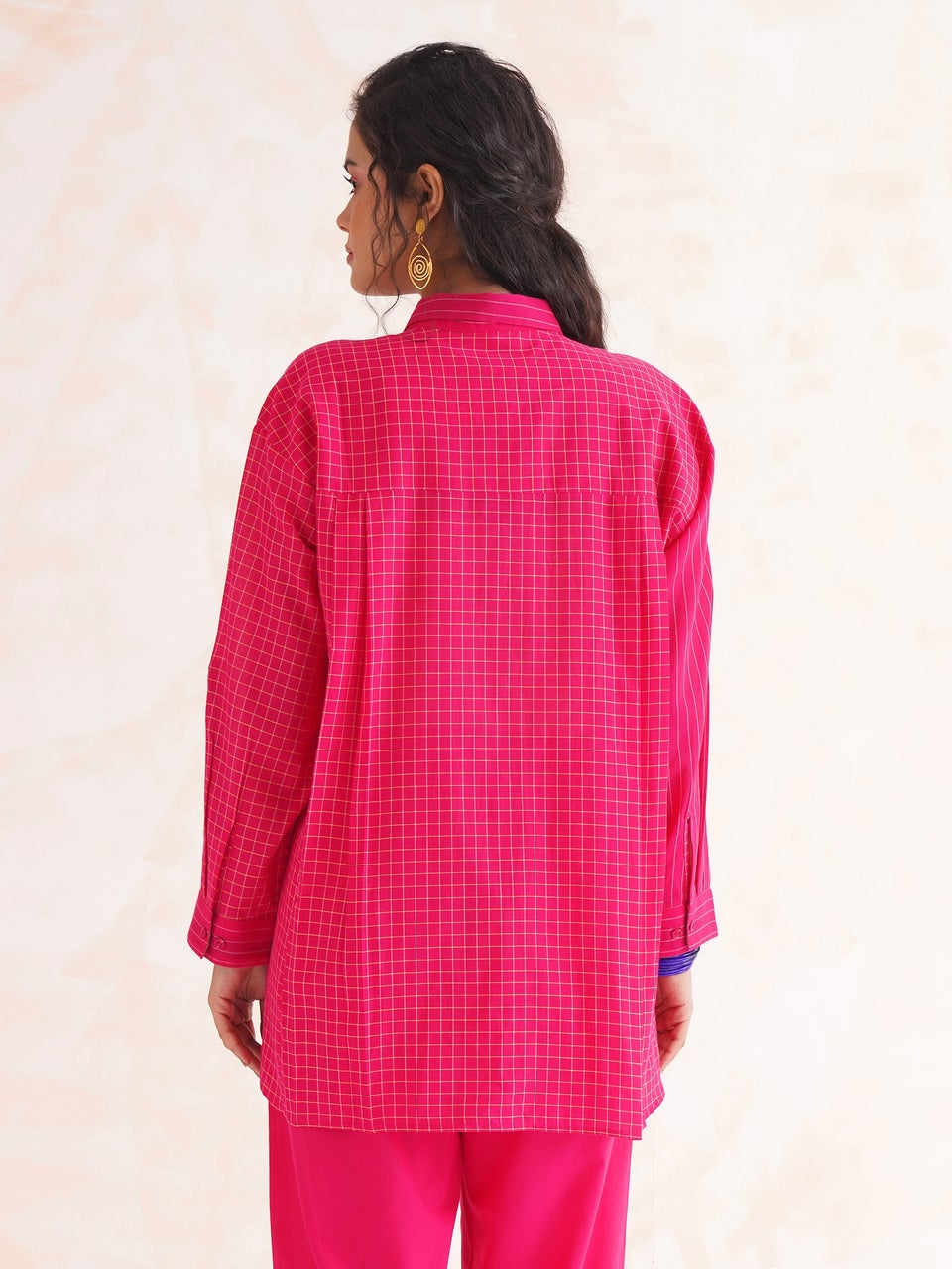 Women Pink Cotton Printed Shirt Collar Loose Fit Shirt