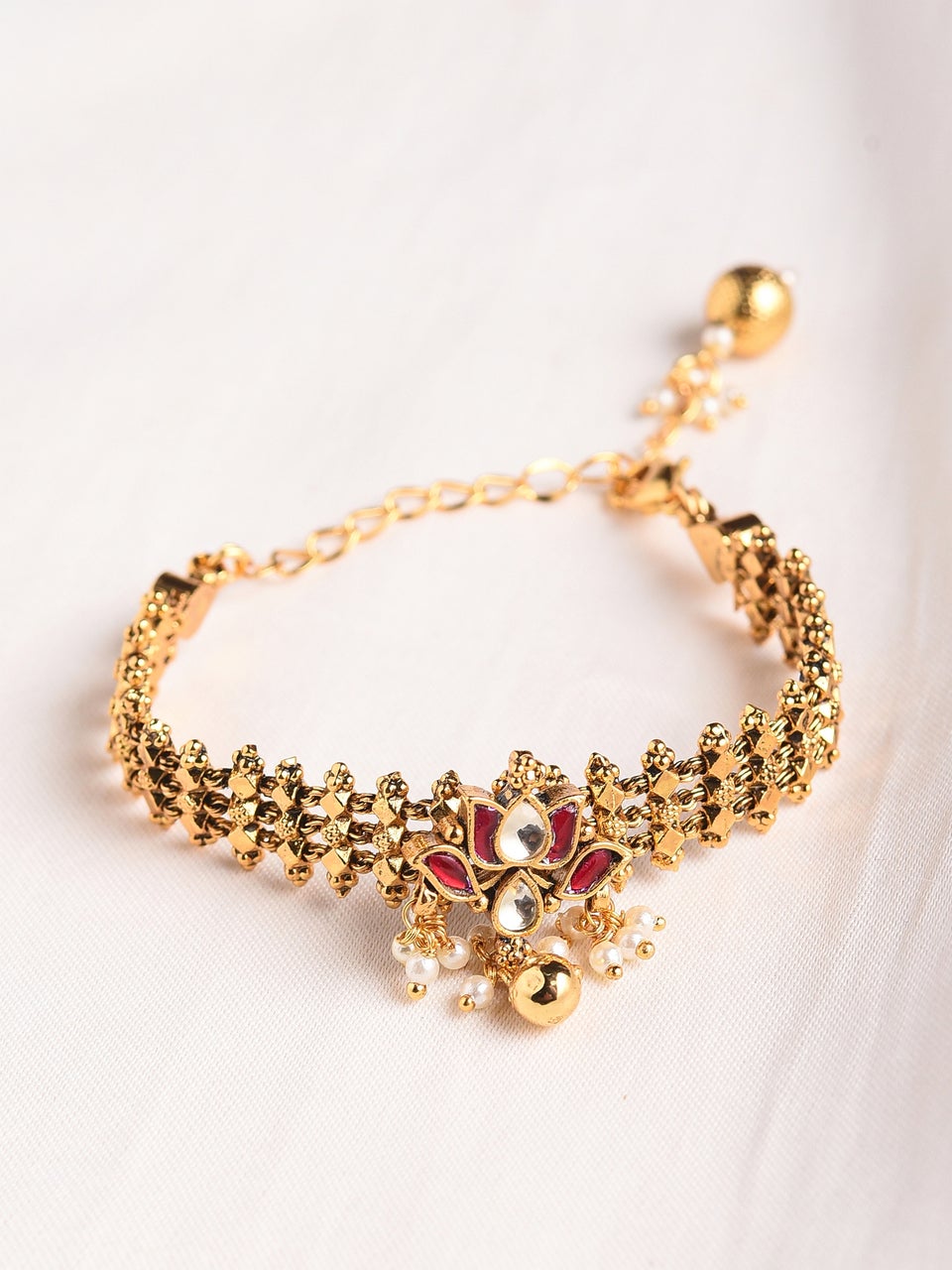 Women Gold Gold Tone Brass Cuffs & Bracelet