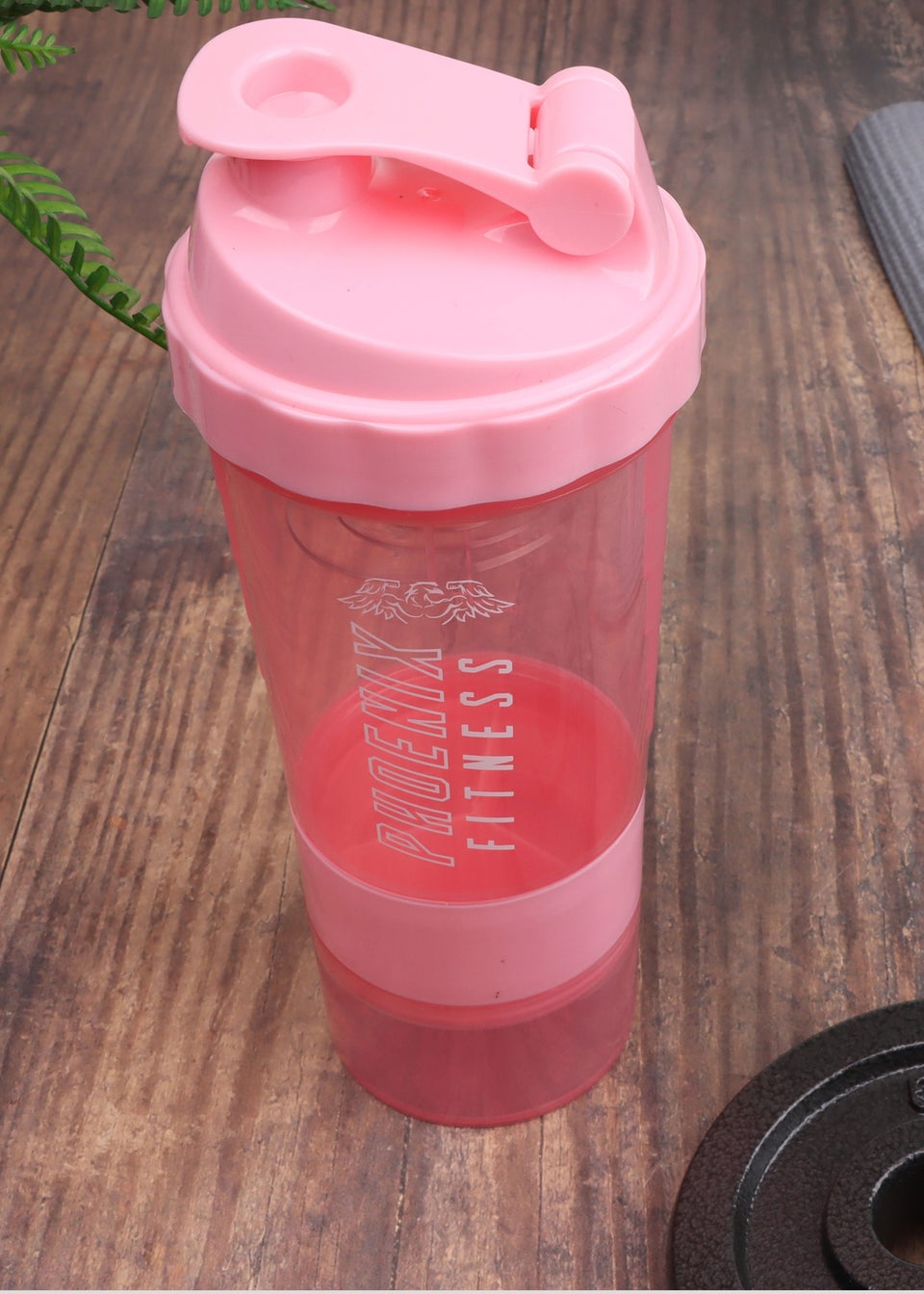 Phoenix Fitness Pink Compartment Shaker Bottle