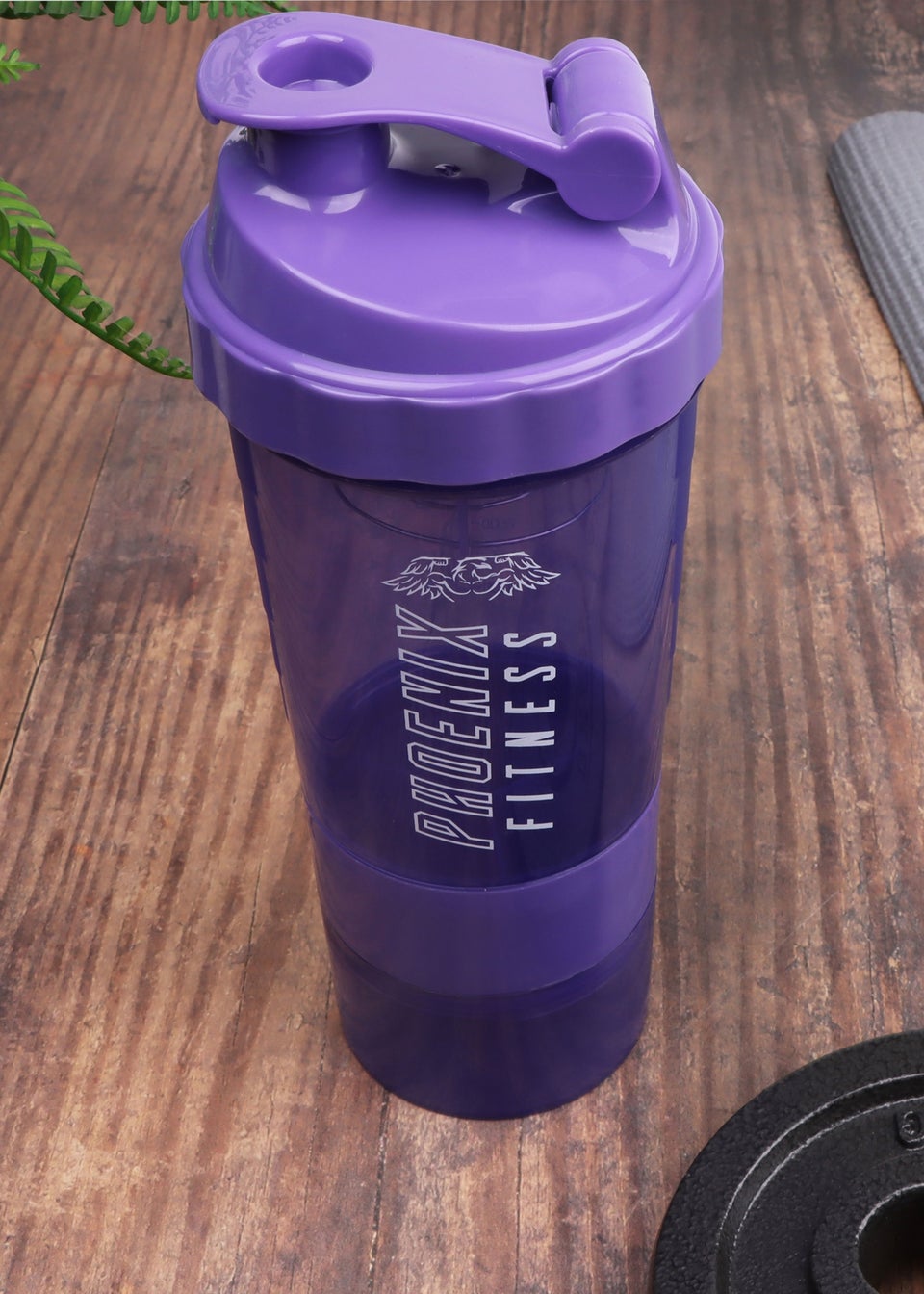 Phoenix Fitness Purple Compartment Shaker Bottle