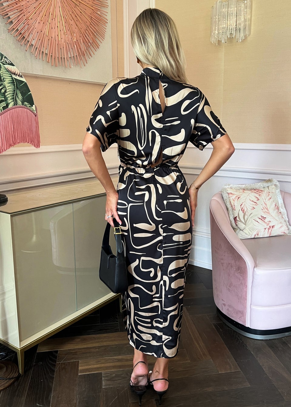 Black geometric dress clearance