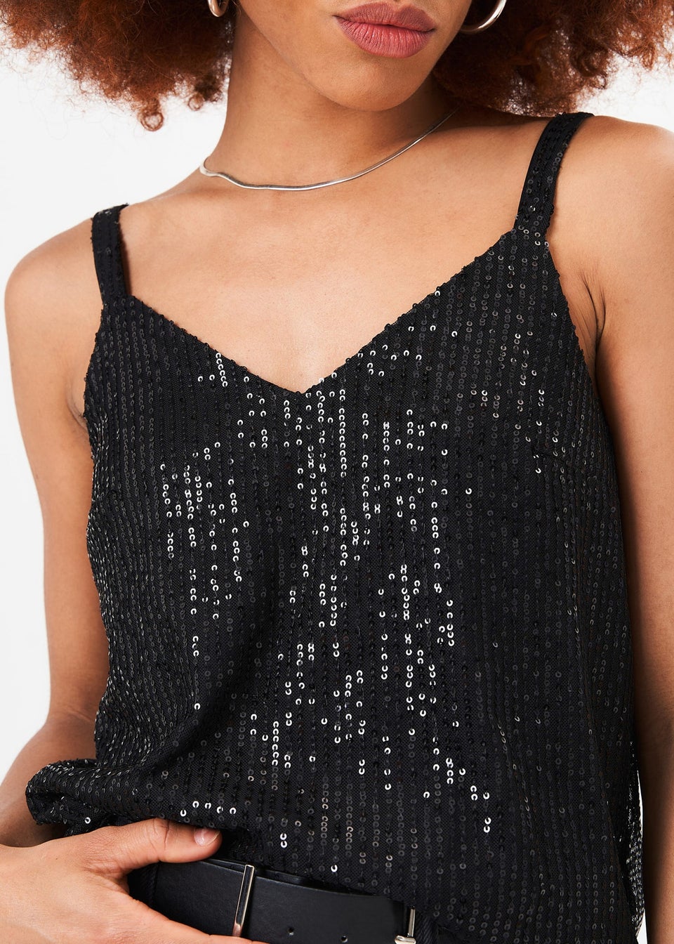 Black sparkly cami top store