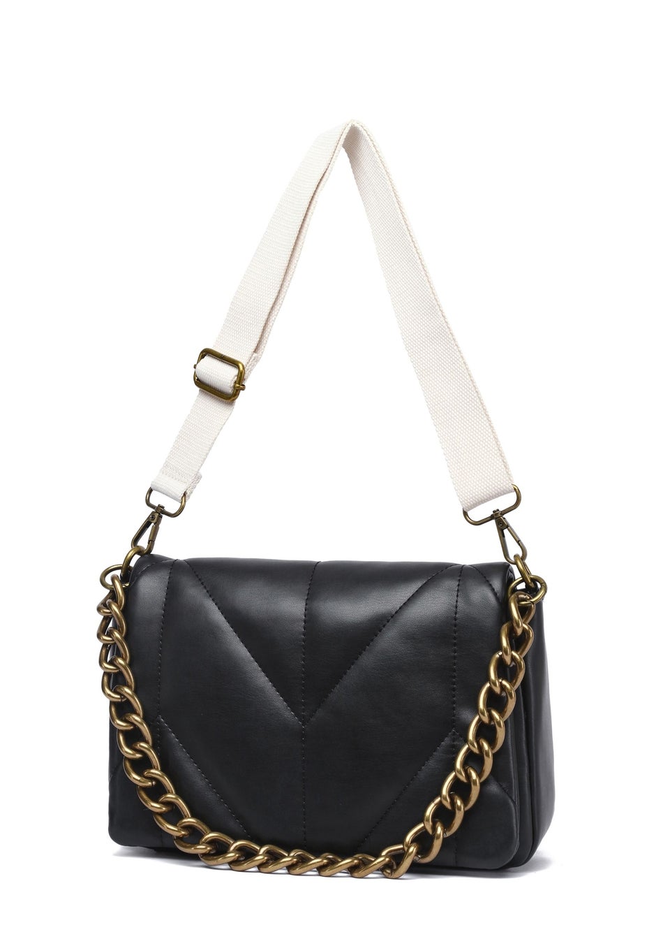 Raffaella Black Chain Front Cross Body Bag