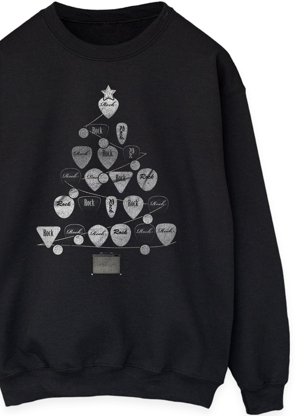 Christmas Guitar Pick Tree Men Black Graphic Sweatshirt