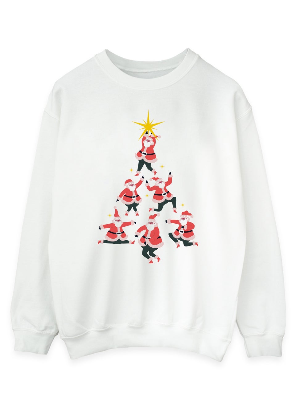Christmas Santa Tree Men White Graphic Sweatshirt