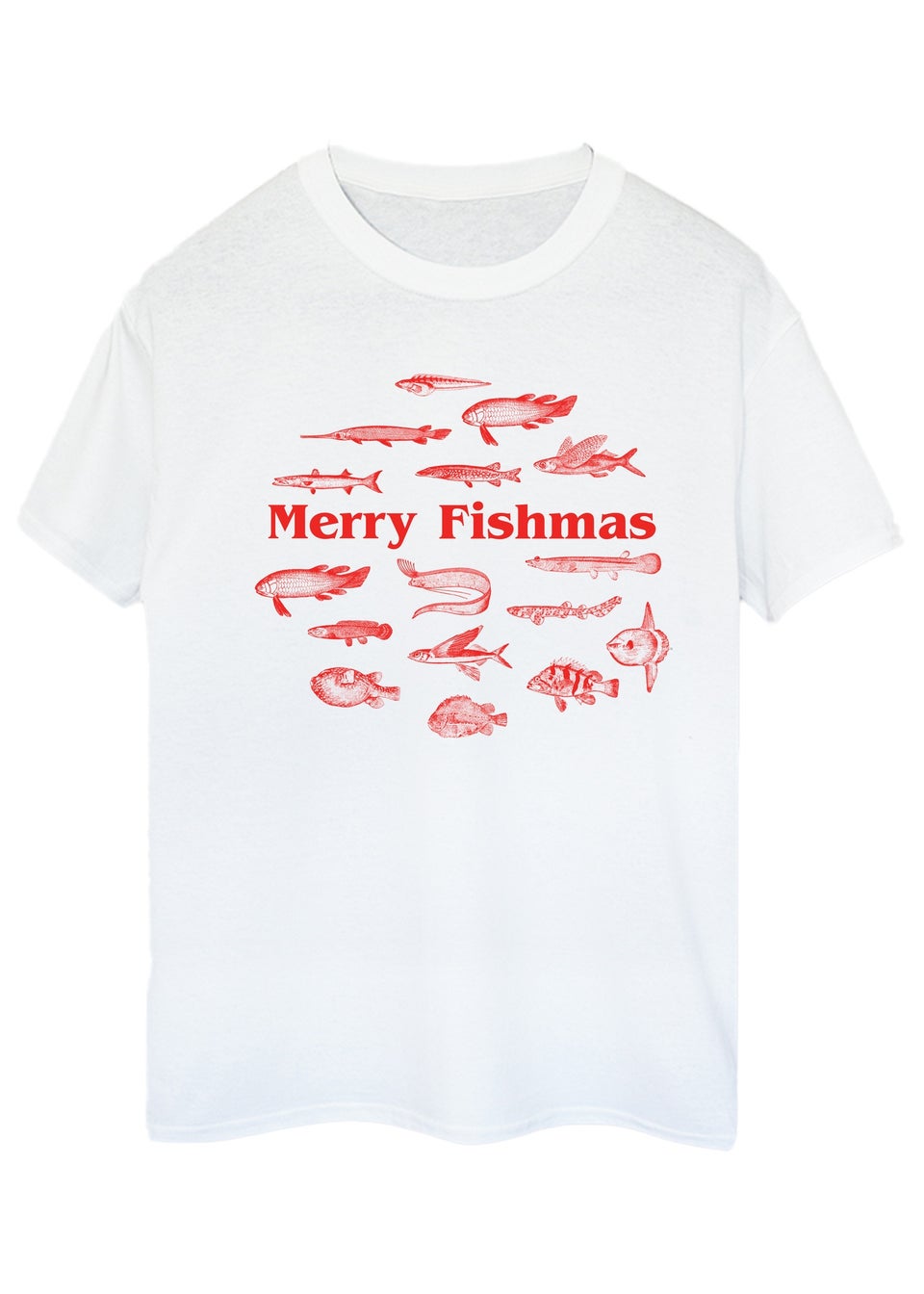 Christmas Merry Fishmas Men White T-Shirt