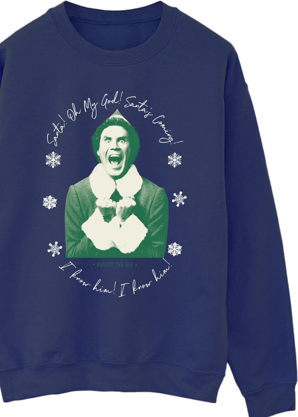 Elf Santa Coming Women Navy Sweatshirt