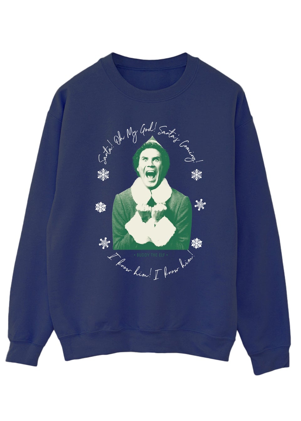 Elf Santa Coming Women Navy Sweatshirt