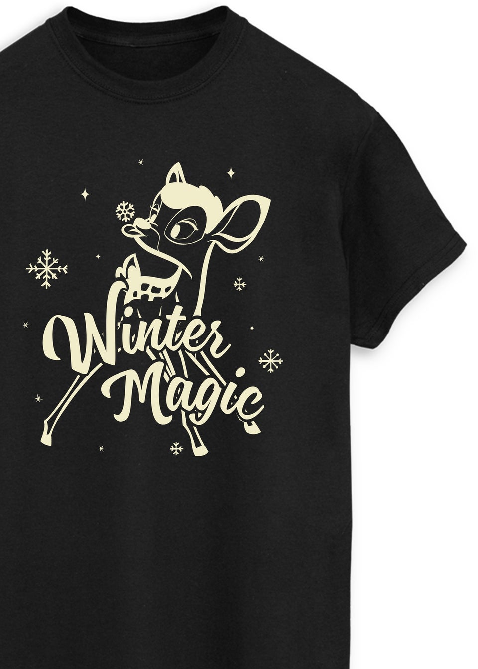 Disney Bambi Winter Magic Women Black Boyfriend Fit T-Shirt