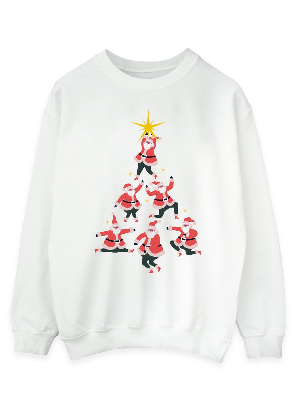 Christmas Santa Tree Women White Graphic Sweatshirt
