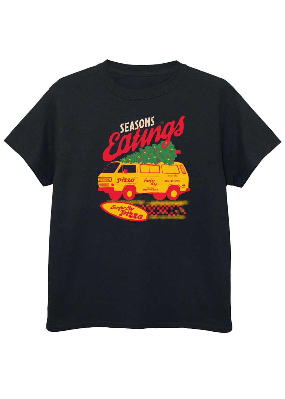 Netflix Stranger Things Eatings Girls Black T-Shirt (7-13 Years)