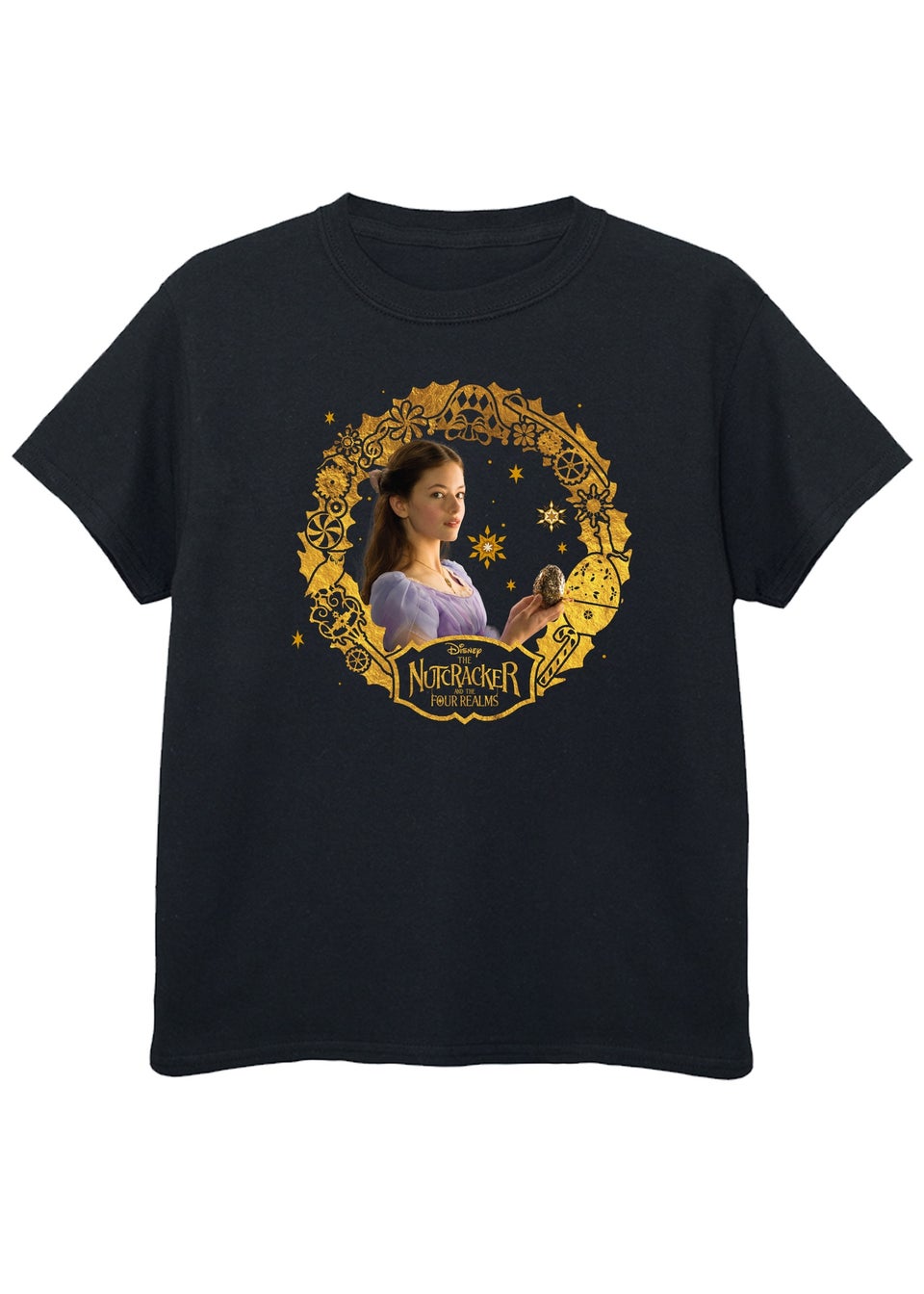 Disney The Nutcracker Golden Wreath Clara Girls Black T Shirt 3 13 Years Matalan