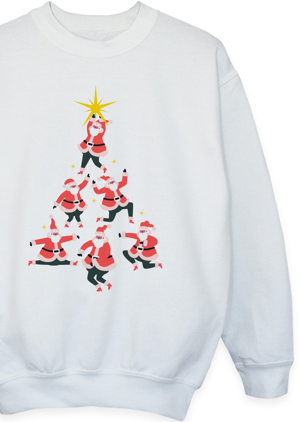 Christmas Santa Tree Boys White Sweatshirt (3-13 Years)