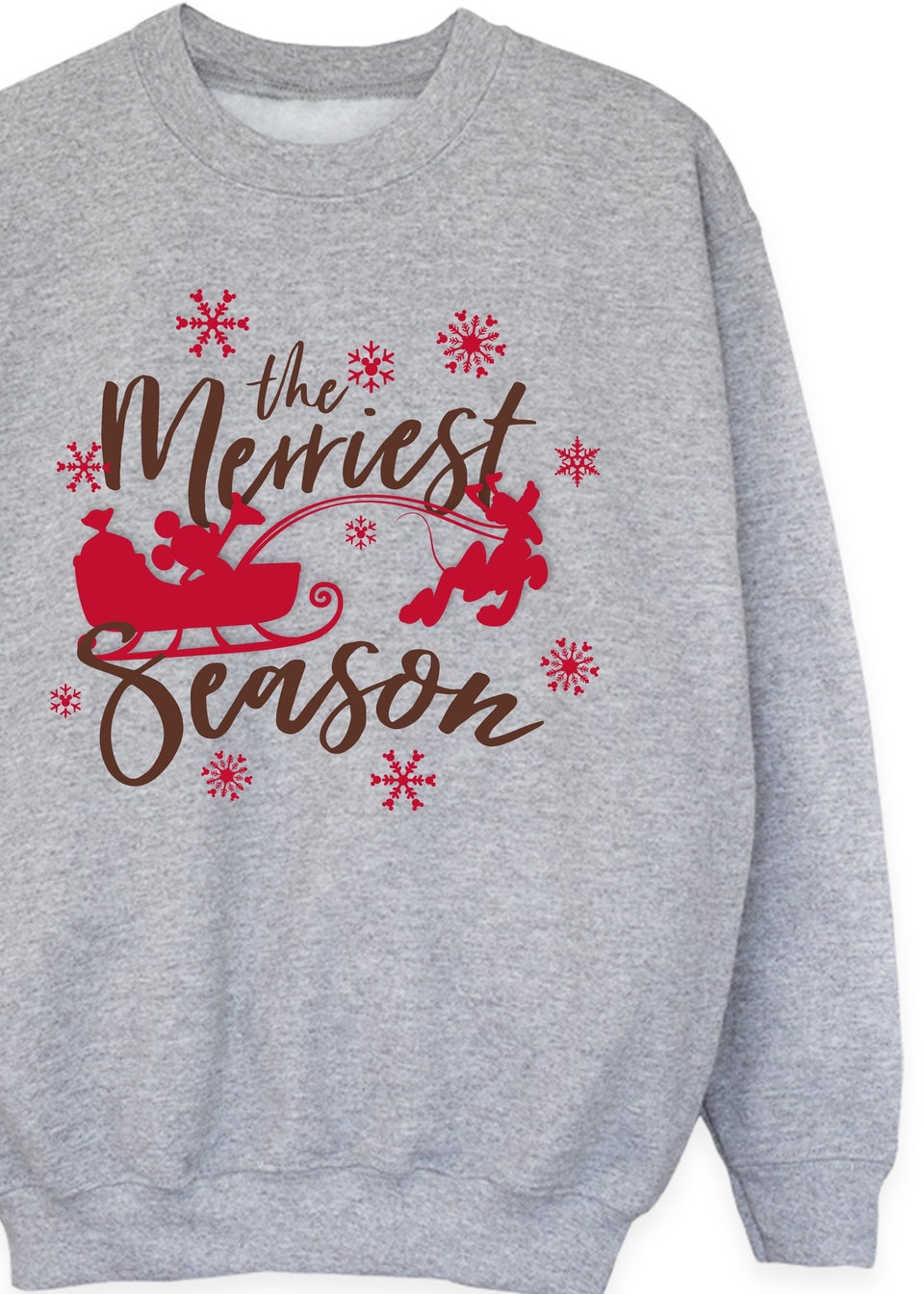 Disney Mickey Mouse Sleigh The Merriest Season Girls Heather Grey Sweatshirt (3-13 Years)