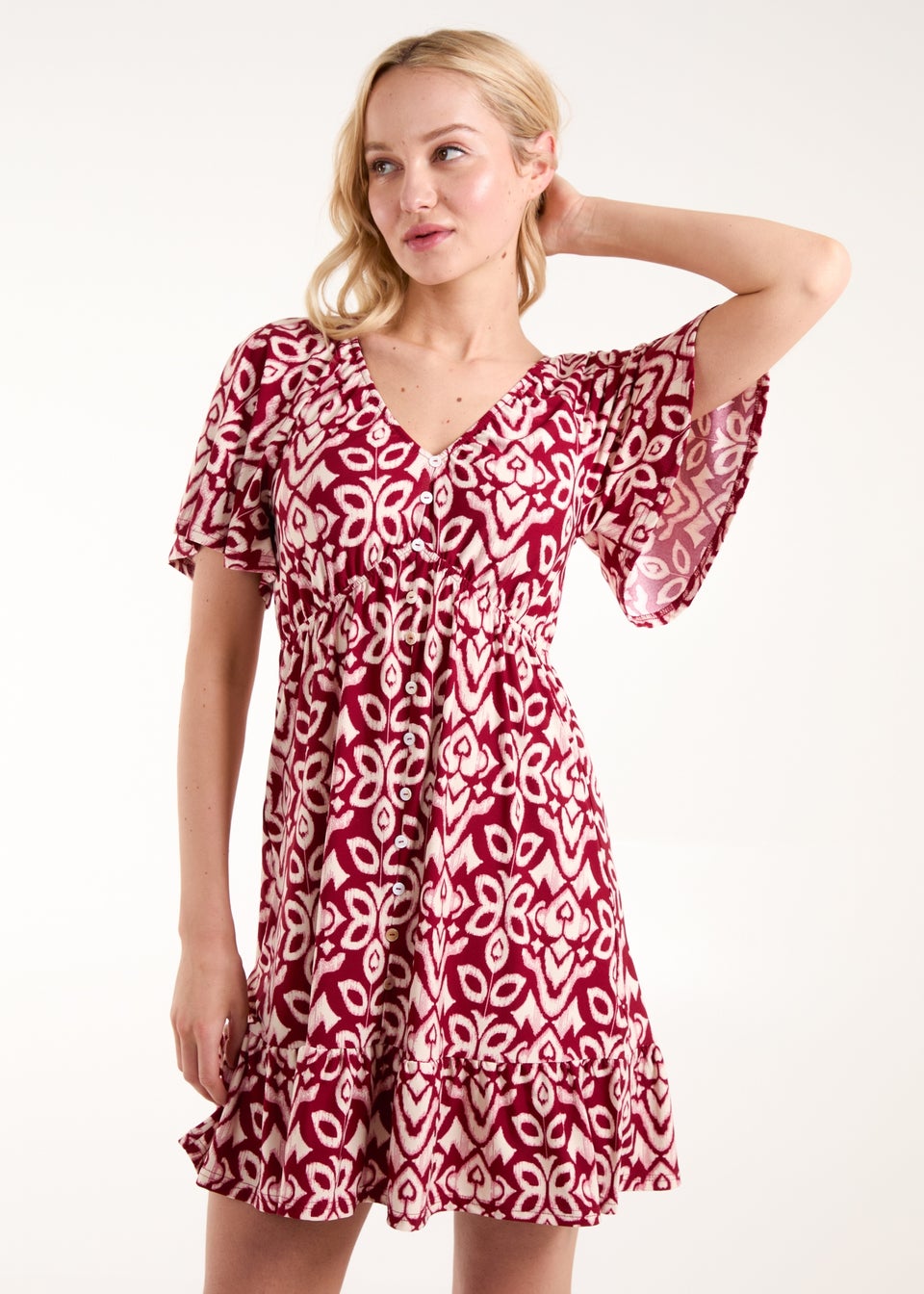 Elastic waist mini dress hot sale
