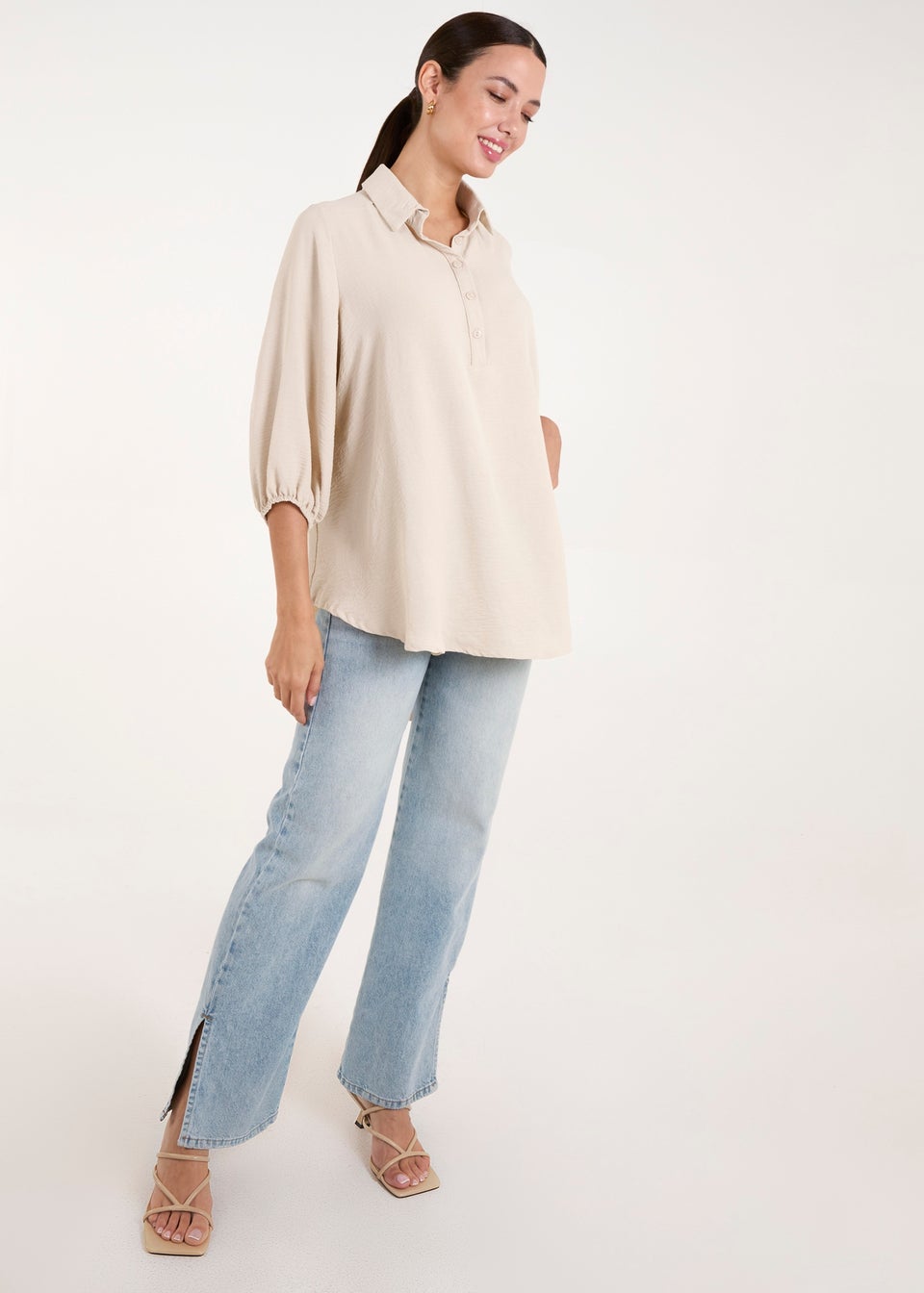 Blue Vanilla Stone Front Button Shirt