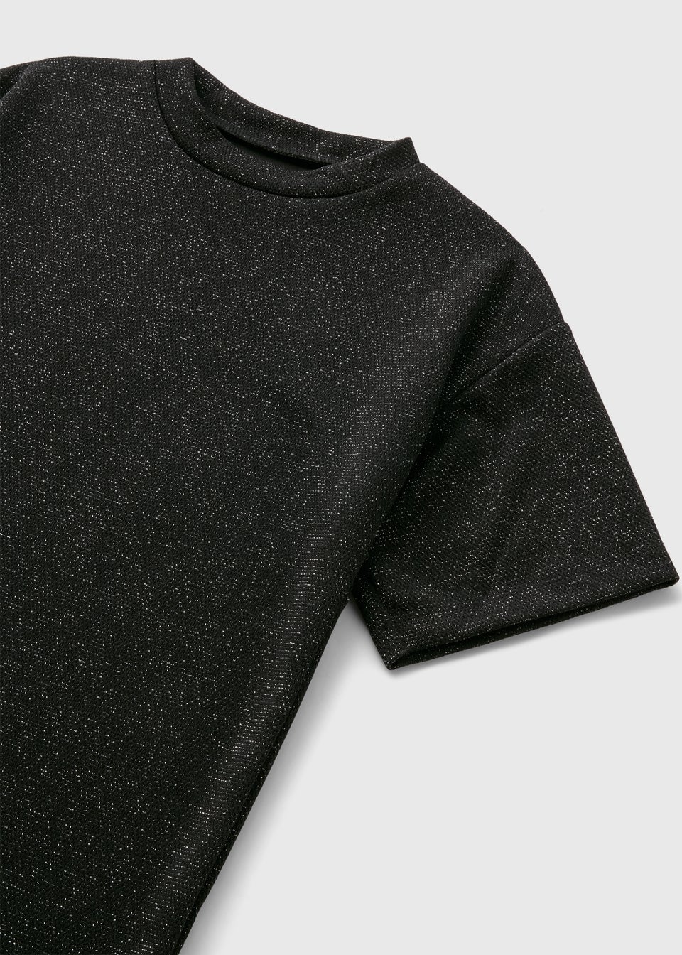 Girls Black Glitter T-Shirt Dress