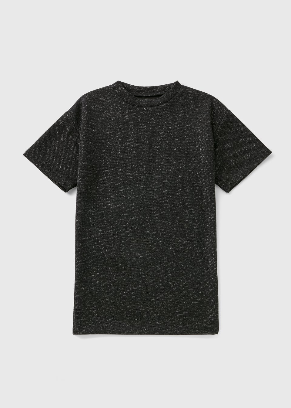 Girls Black Glitter T-Shirt Dress