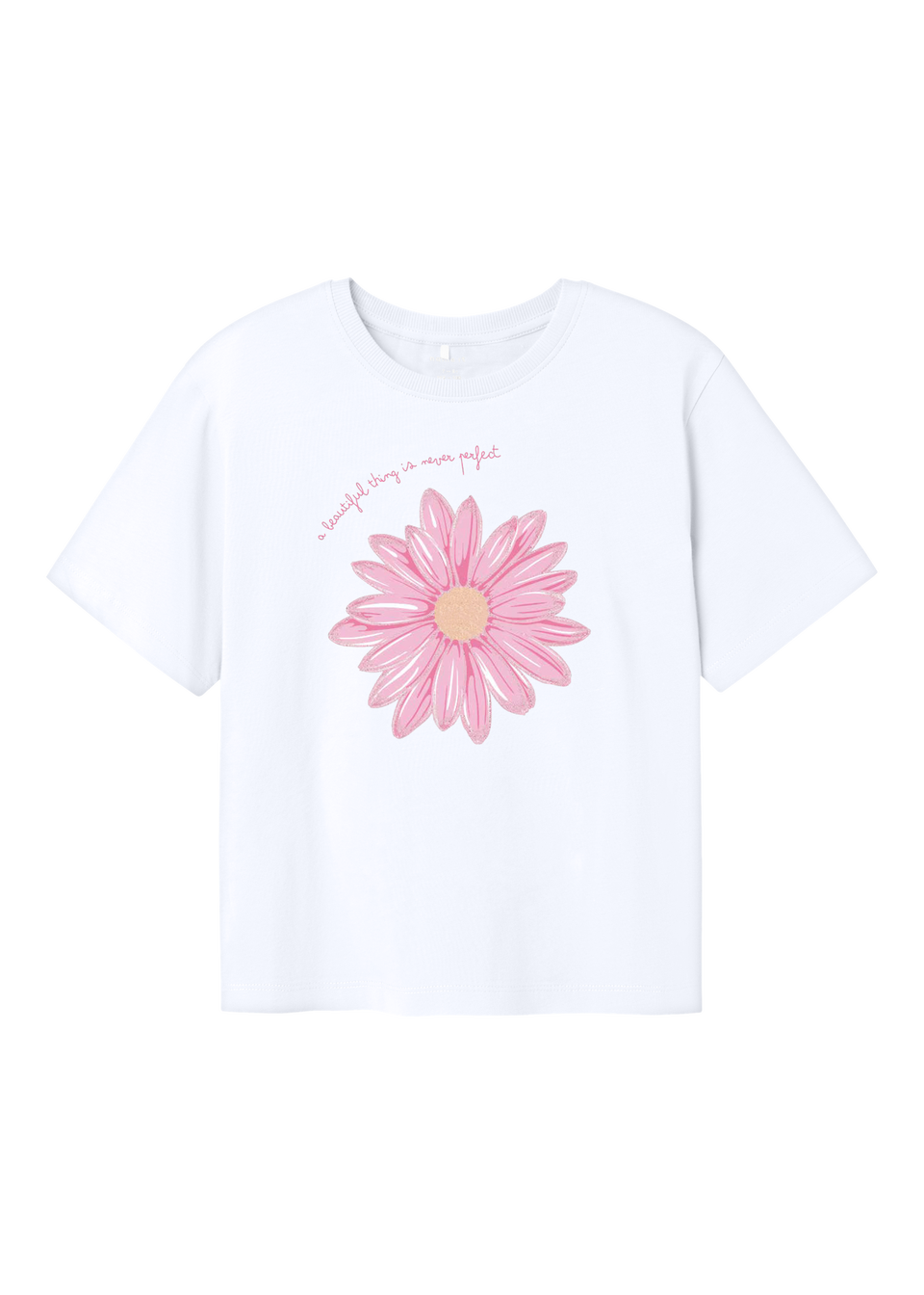 Girls White Flower T-Shirt (6-12yrs)